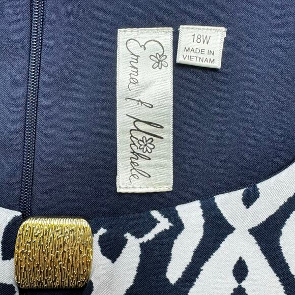 Emma Michelle Women's Sleeveless Shift Dress Size 18 W Navy White - Picture 4 of 8